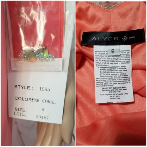 ALYCE PARIS Dress 1085Beaded Illusion Dress - Picture 7 of 8